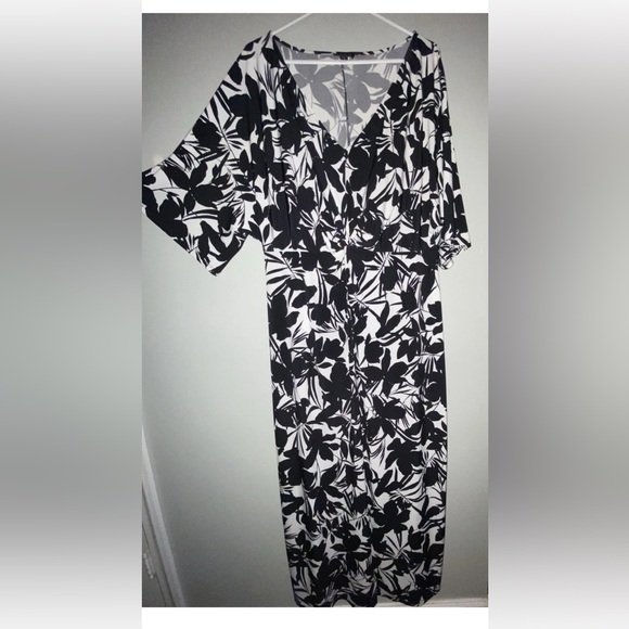 Floral Maxi Dress twist front V-neck maxi dress Drape sleeve,flattering XL - Picture 8 of 10